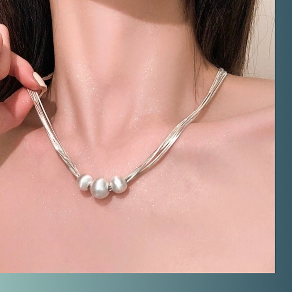Thumbnail: Silver brushed bead necklace
