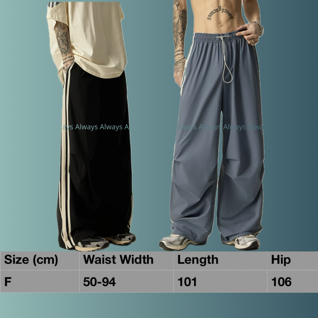 American retro-style, draped, lazy-style striped quick-drying pants