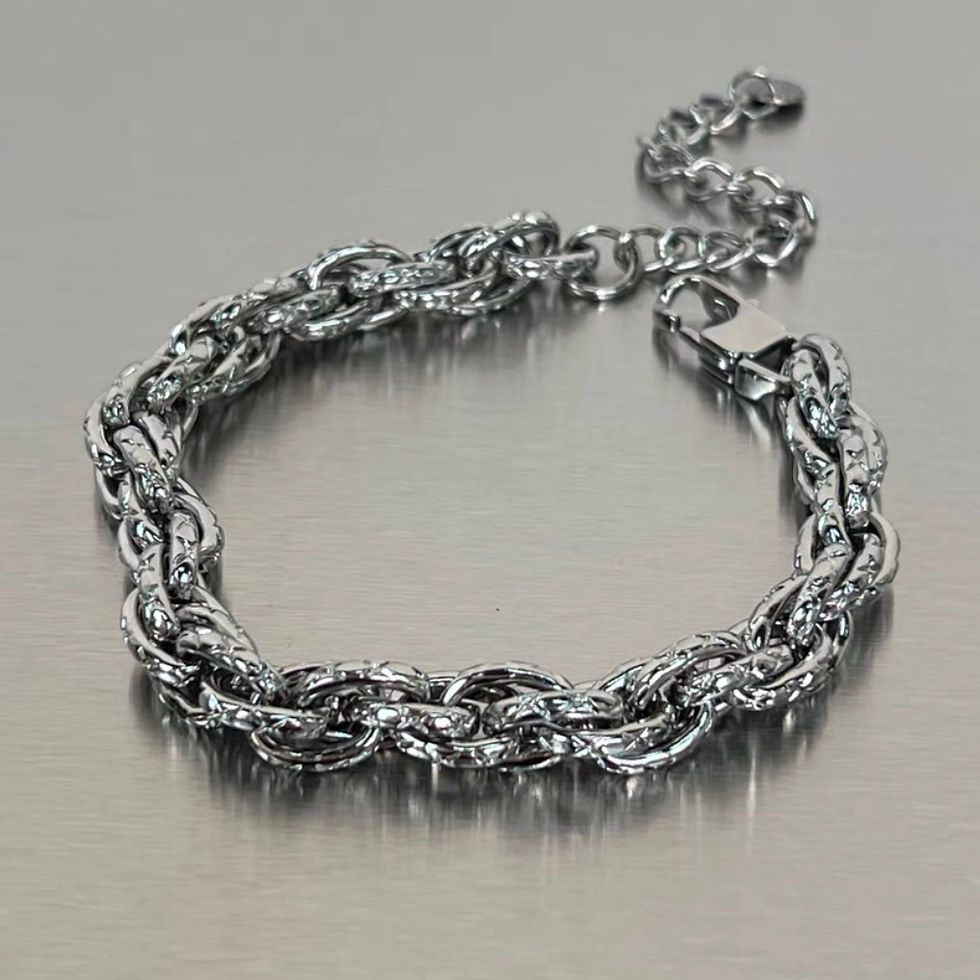 Thumbnail: Twisted diamond-shaped titanium steel bracelet for men and women
