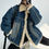 Thumbnail: Vintage thickened imitation wool denim coat