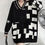 Thumbnail: Women's Checkered V-neck Sweater Cardigan