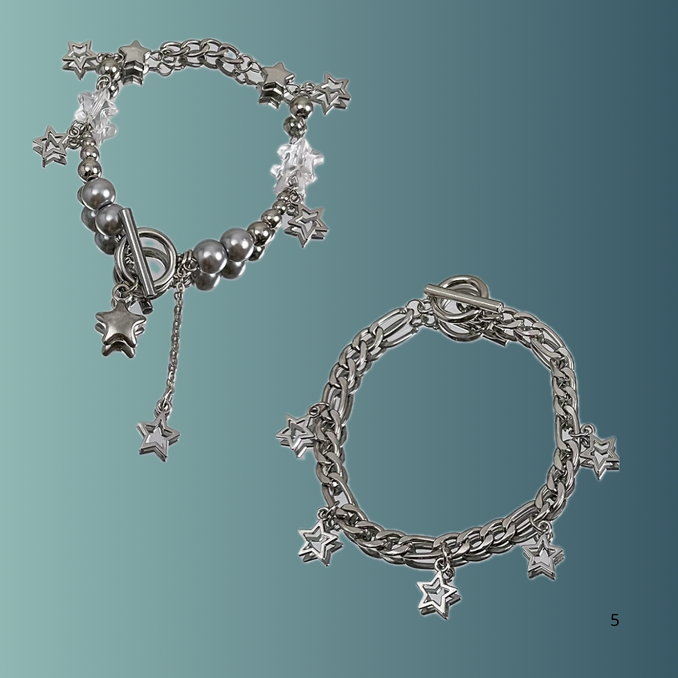 Thumbnail: 2-piece OT buckle five-pointed star pendant bracelet set