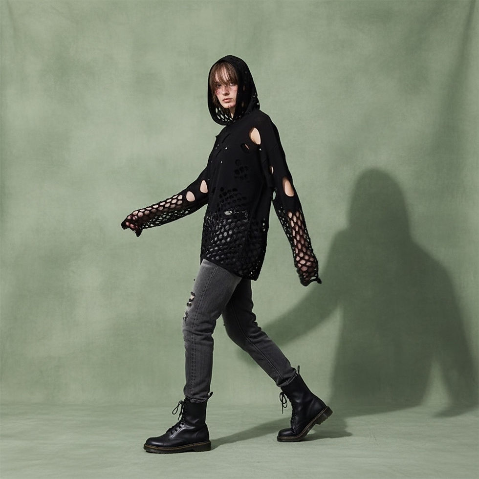 Thumbnail: Women's &nbsp;niche hollowed-out hooded knitwear with pearl embellishments