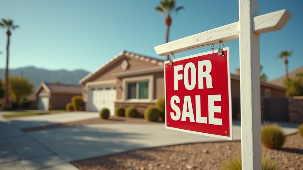Close-up view of a "For Sale" sign in front of a Las Vegas home