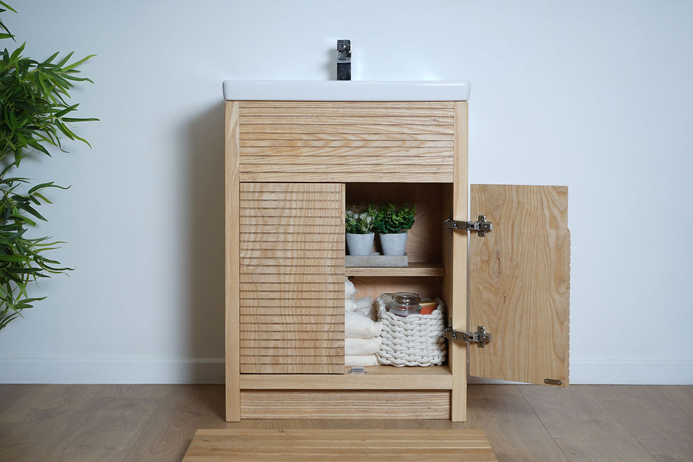 Thumbnail: Dublin Freestanding Beech Bathroom Vanity Cabinet - Clear Finish
