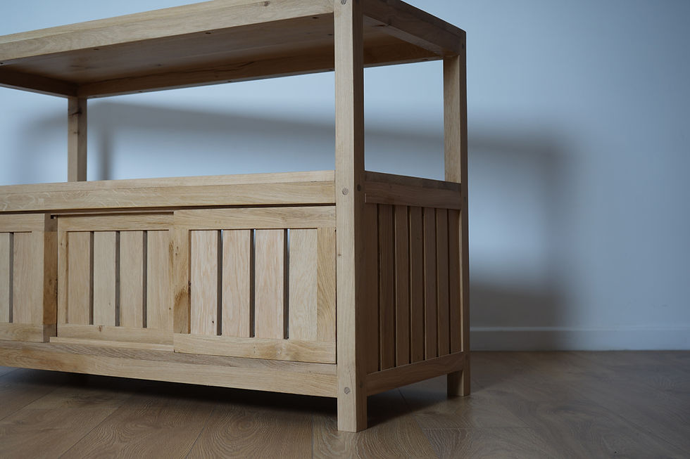 Thumbnail: Artistry Oak Bathroom Vanity Unit - Sliding Doors - Clear Finish