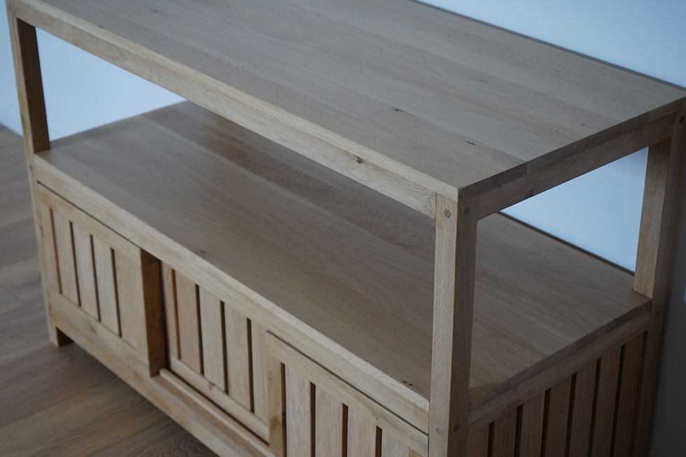 Thumbnail: Artistry Oak Bathroom Vanity Unit - Sliding Doors - Clear Finish