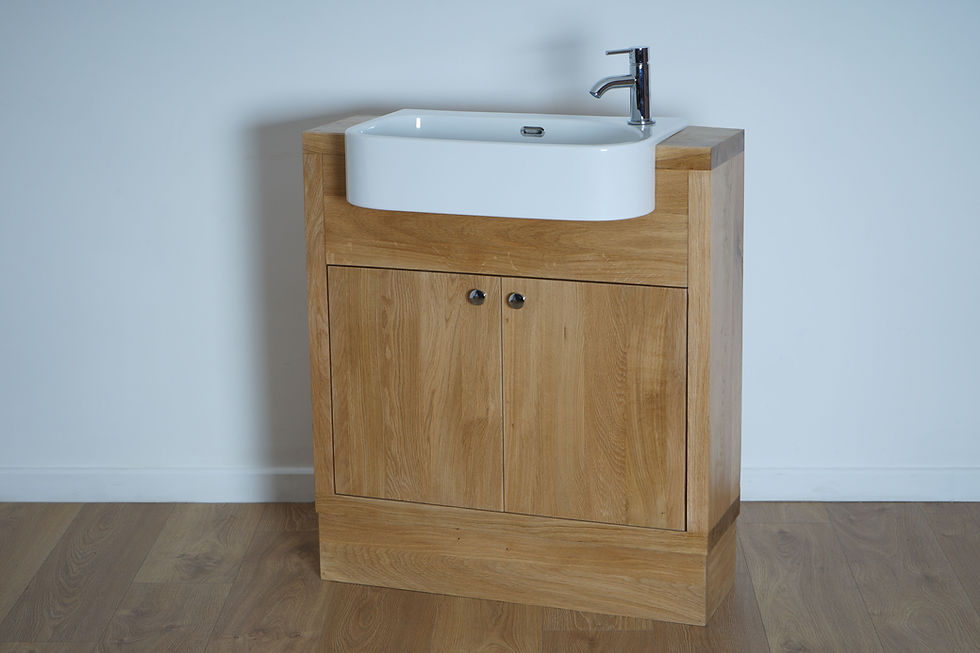 Thumbnail: Lisa Compact Oak Bathroom Vanity Unit - Clear Finish