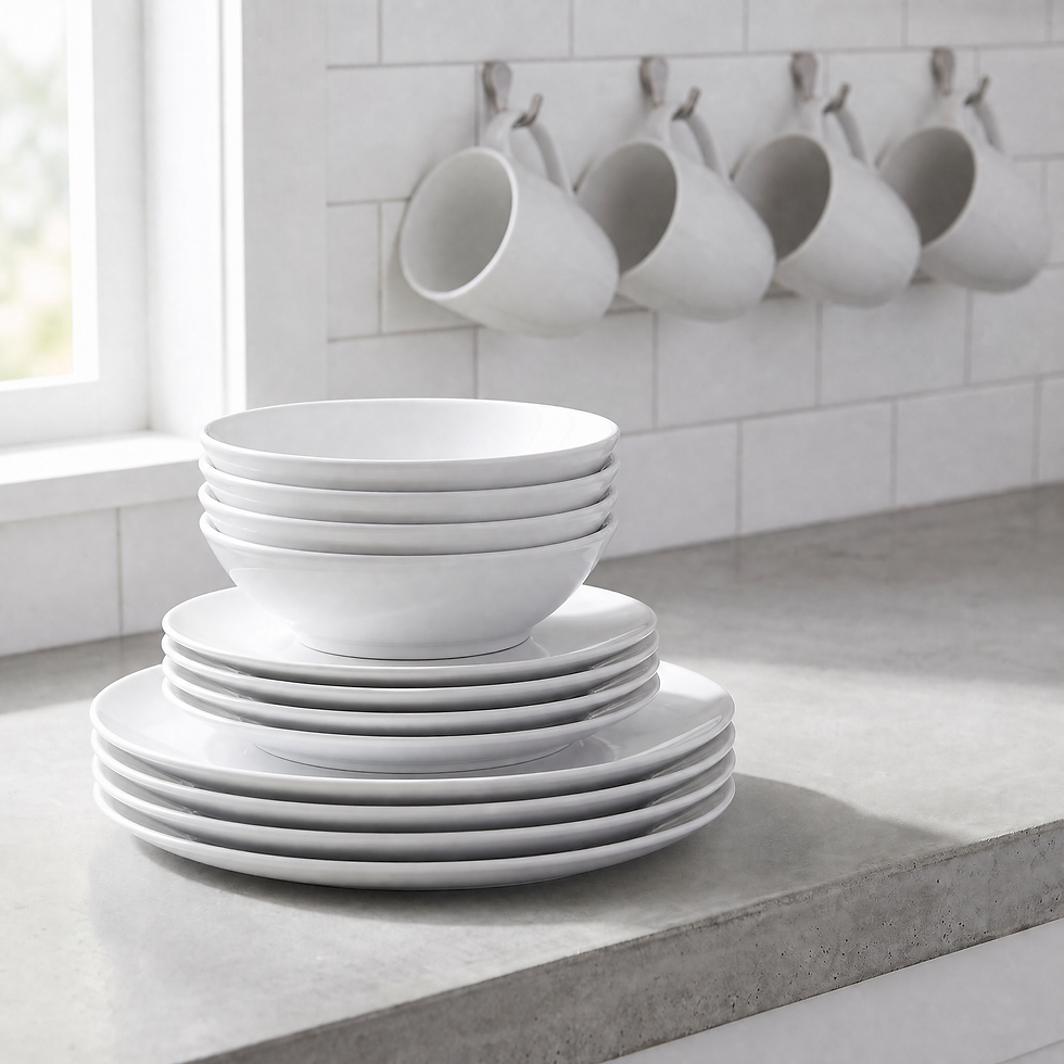 Thumbnail: Elmira White 16 Piece Porcelain Dinner Set