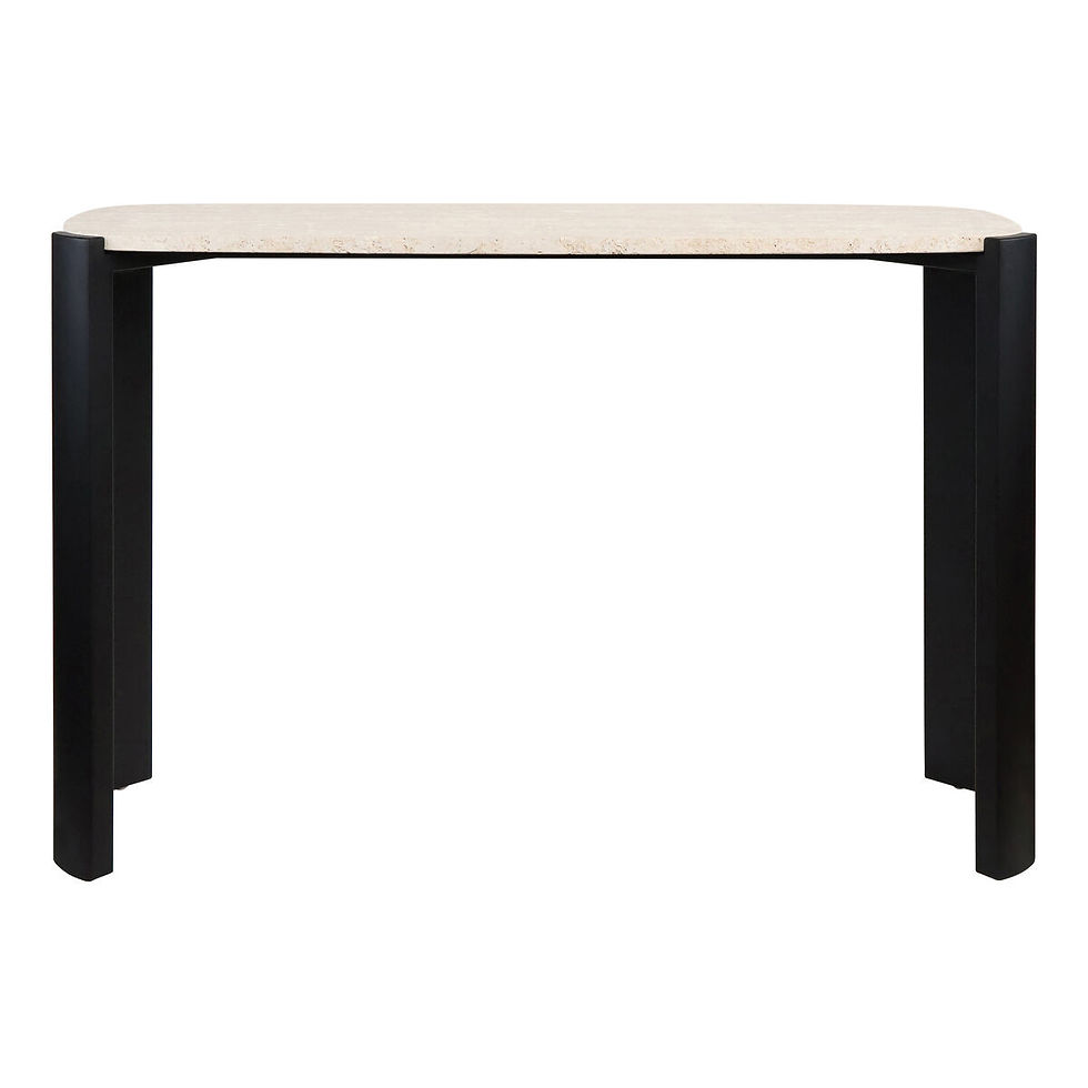Thumbnail: Palermo Travertine Top and Black Acacia Wood Console Table