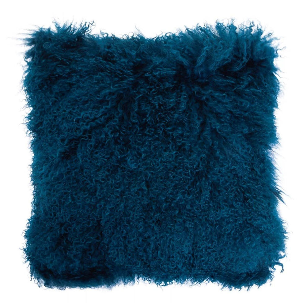 Thumbnail: Bosie Real Mongolian Fur Teal Square Cushion