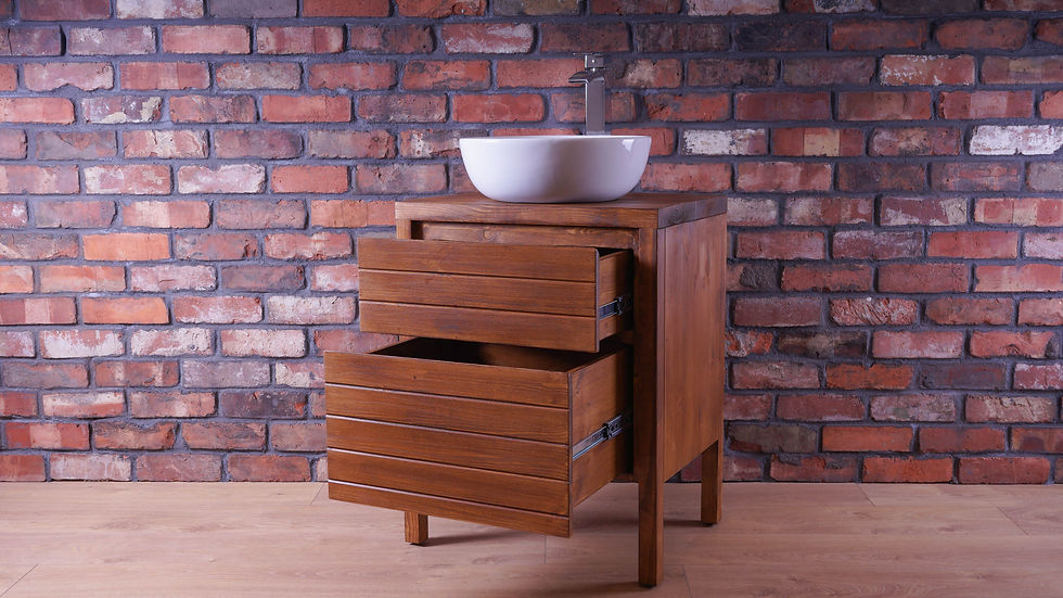 Thumbnail: Traditional Wooden Bathroom Vanity Unit With Double Drawers - Walnut Finish