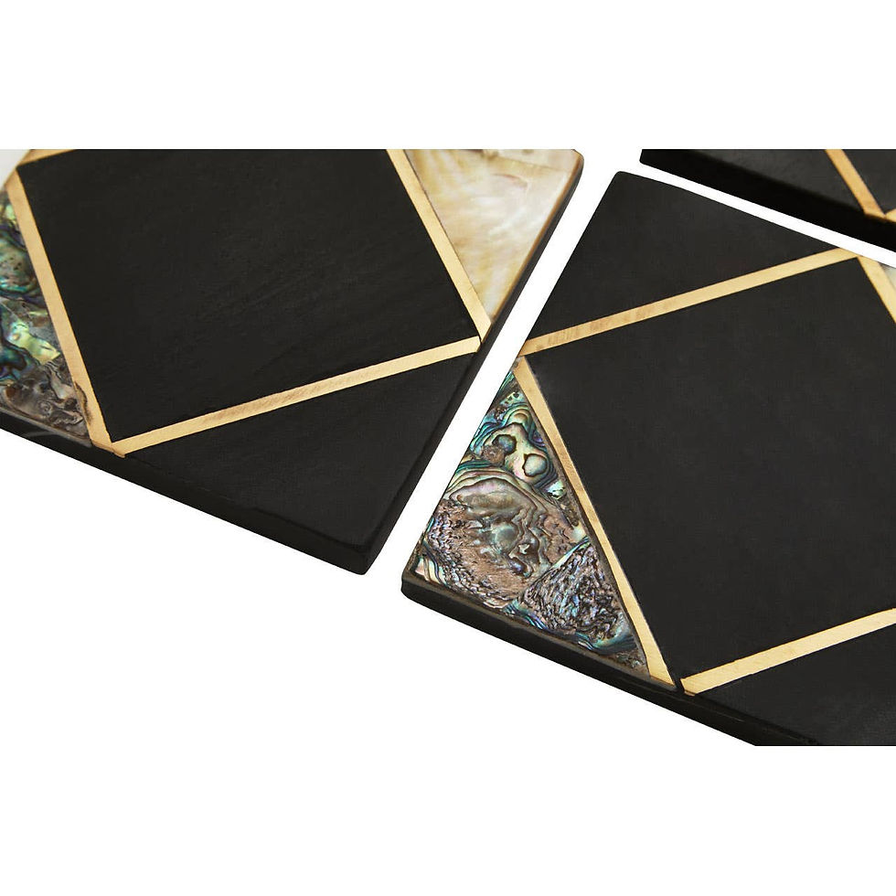 Thumbnail: Oriana Set Of 4 Black Slate with Mother of Pearl Inlay Coasters