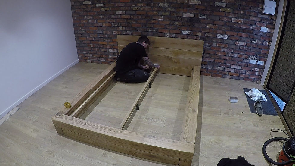 Thumbnail: Cheshire Luxury Oak Beam Bed frame With Headboard - Clear Oil Finish