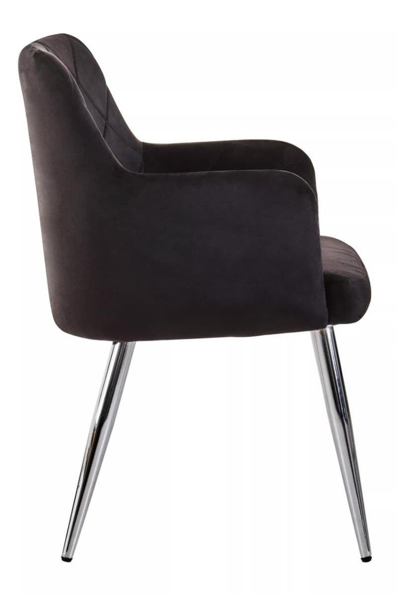 Thumbnail: Tamzin Black Velvet Quilted Dining Chair with Chrome Finish Legs