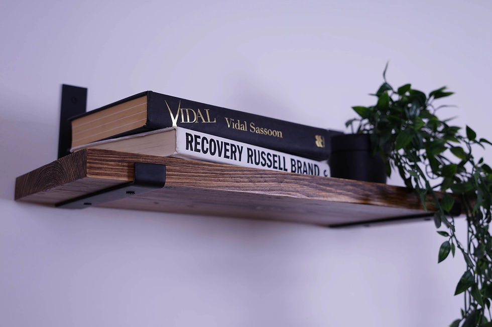 Thumbnail: Wooden Shelf With Industrial Style Brackets - 20cm Width - Dark Oak