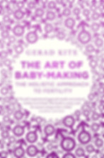 Book cover of The Art of Baby-Making: The Holistic Approach to Fertility by Gerad Kite. The design features purple male and female gender symbols scattered across the cover, with the title in bold purple text at the center.