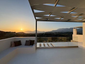 Sonnenuntergang vom Ferienhaus mit Meerblick auf Kreta