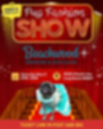 Pug wearing a turquoise dress on a red carpet stairway. Text: Pug Fashion Show at Beachwood Brewing, May 2, 2-6 PM, Long Beach.