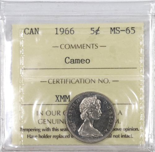 1966 Canada 5 Cent ICCS MS-65 Cameo | St. George Auctions