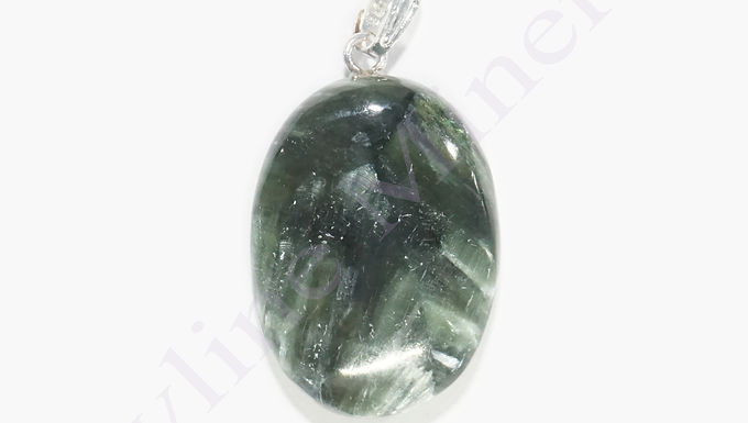 Seraphinite oval pendants with metal hook