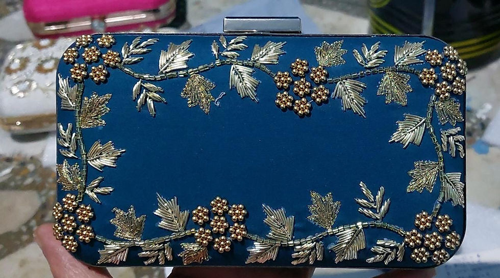 Thumbnail: Clutch  purse valentine's day gifts Handmade 5x6" Emborided Velvet Pink Golden