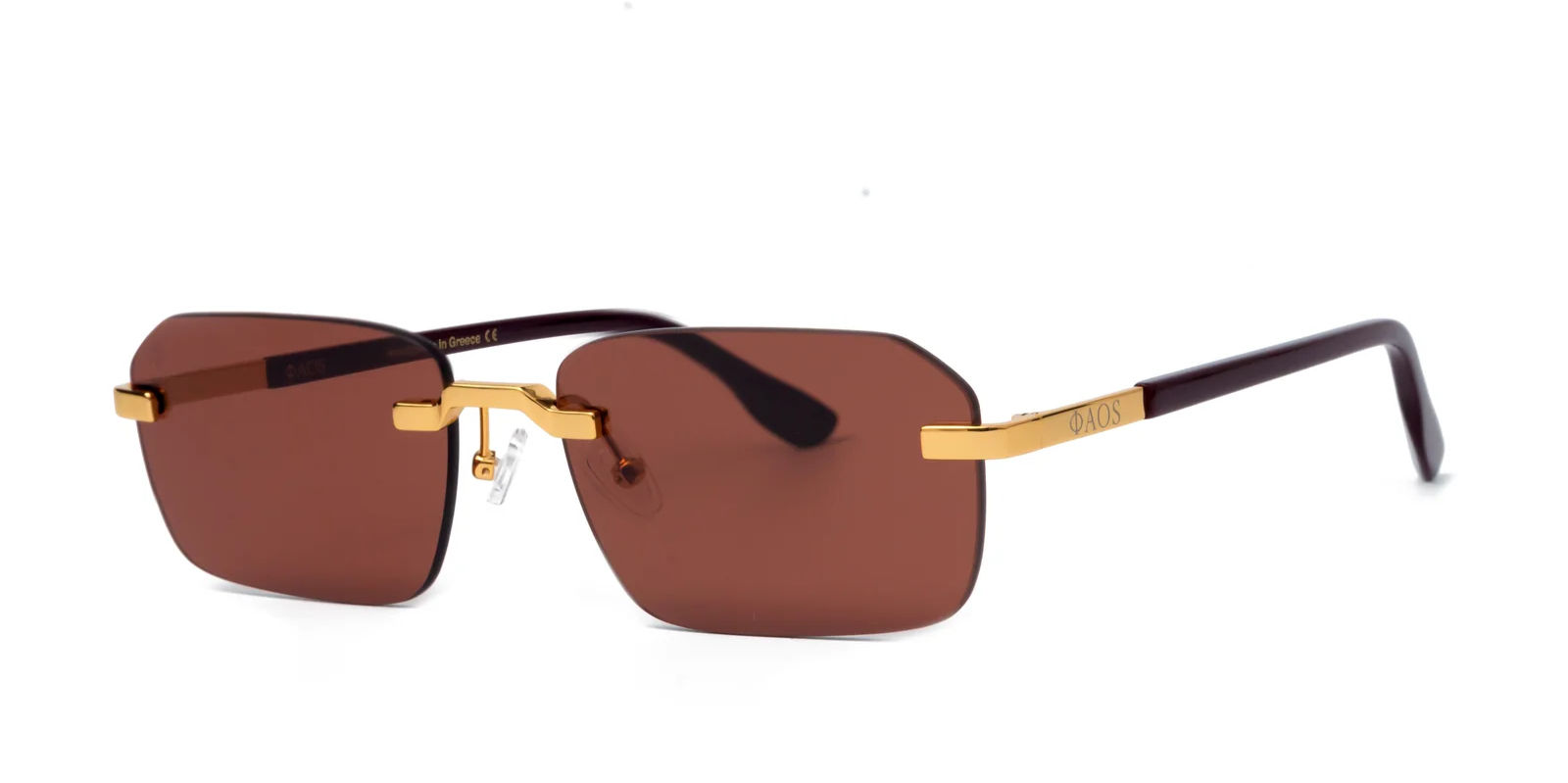 Faos Mycenae In Metalic Gold With Maroon Lenses