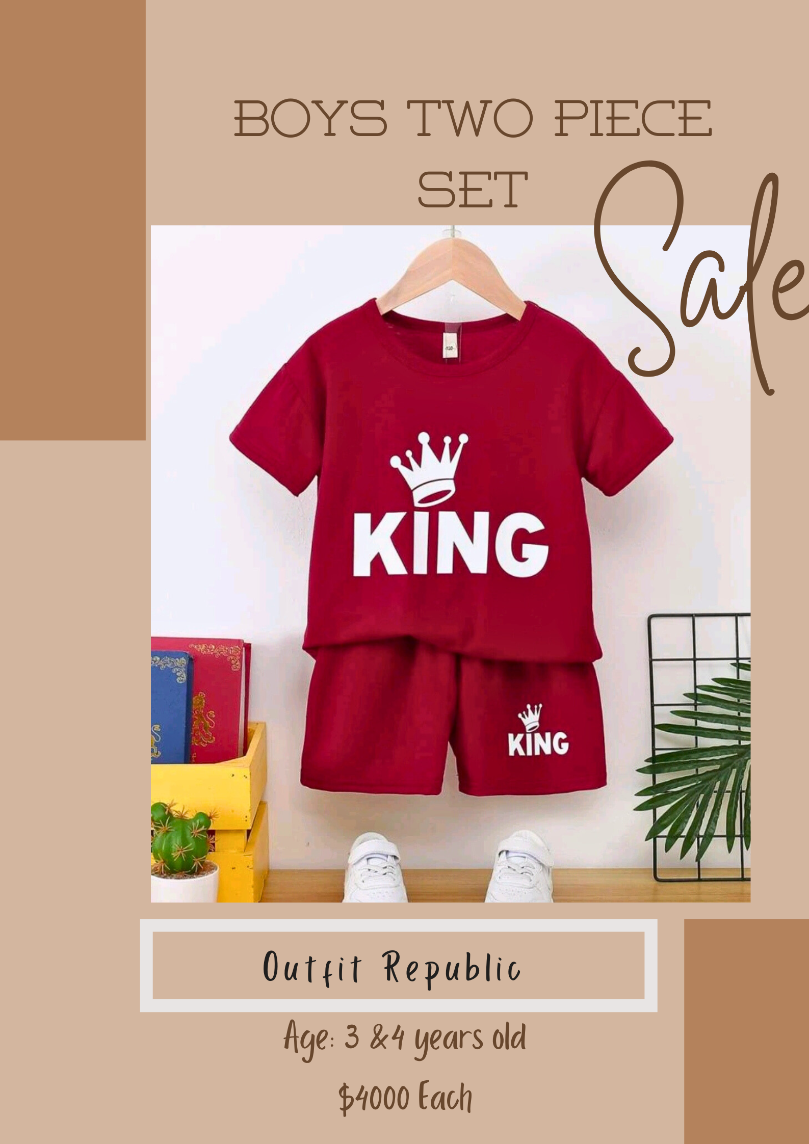 Kids KING Boys Tee & Shorts 3-4 Years old