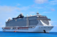 MSC cruise ship in the ocean, Caribbean cruise travel and vacation