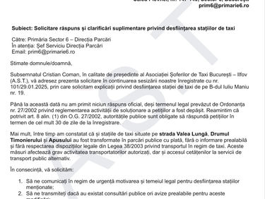 Revenire sesizare Primăria Sector 6