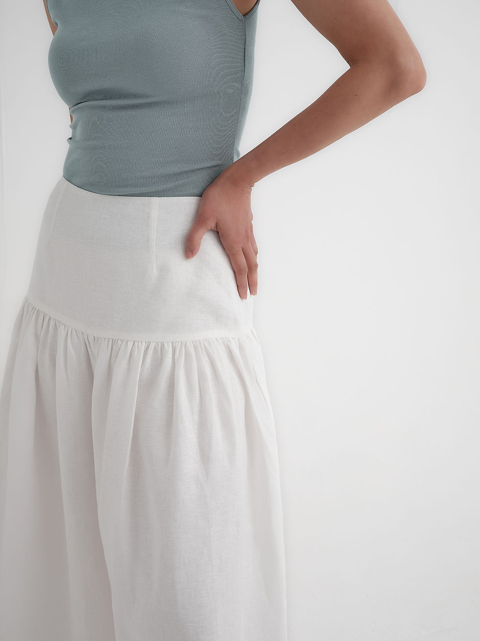 Thumbnail: Linen Drop Waist Pleated Culottes