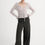 Thumbnail: Thin Waistband Twill Wide Leg Pants