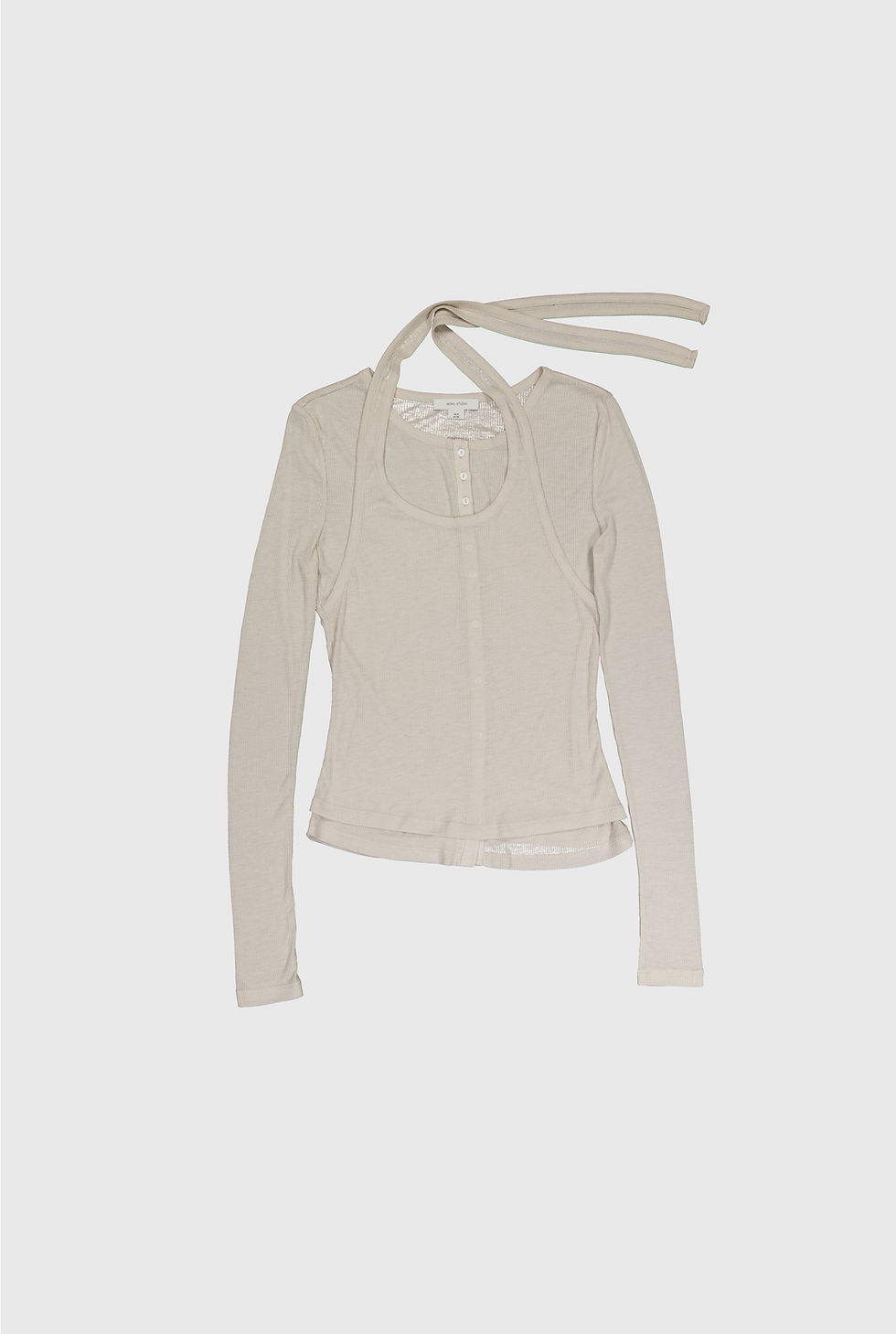 Thumbnail: Soft Tencel Halter Long Sleeves Twofer
