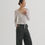 Thumbnail: Thin Waistband Twill Wide Leg Pants