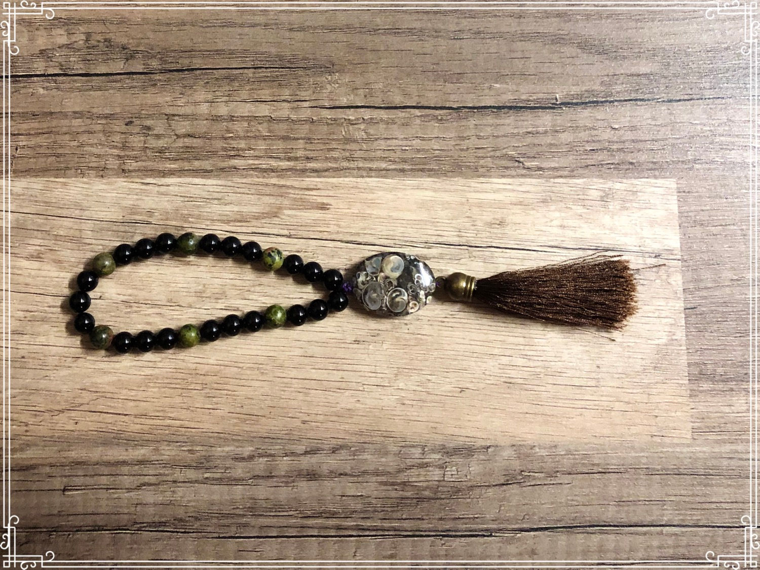 Travel Mala Turitella Agate, Black Jasper and Ukanite