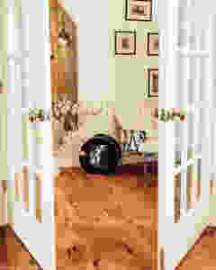 Wrought Iron Chair Makeover Styled in Home Entryway