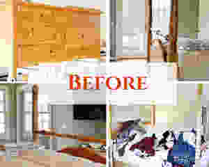 Before Photo Collage of Master Bedroom Makeover