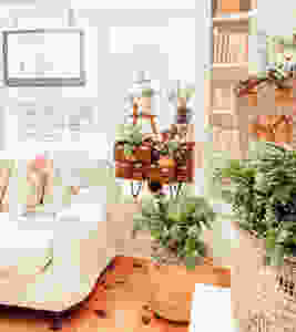 Spring Greenery, Terracotta Pots and a Repurposed Card Catalog