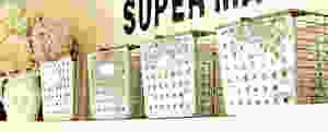 SUPERMARKET sign with metal vintage baskets and hydrangeas