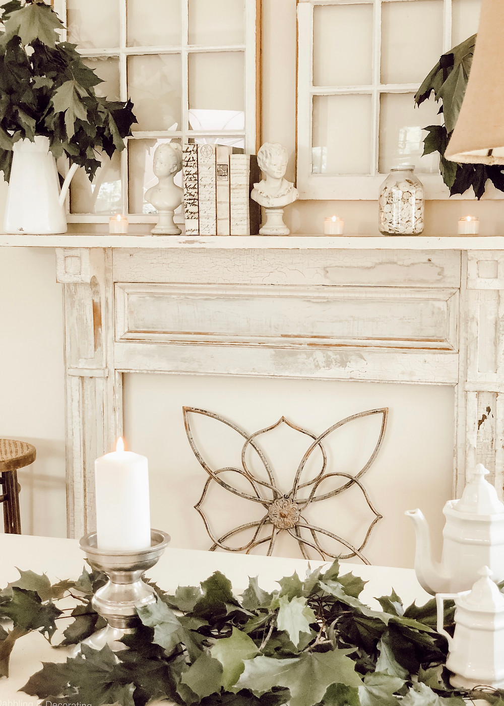 White Summer Farmhouse Mantel