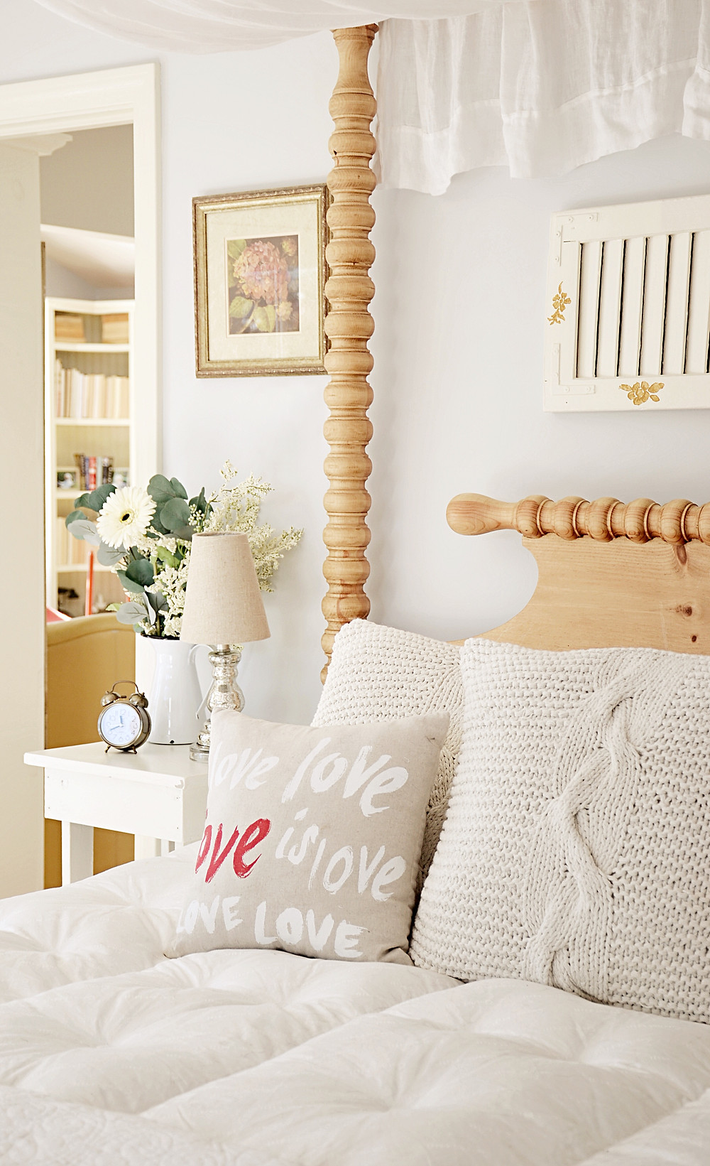 Cozy Bedroom Decor with Valentines Decor.