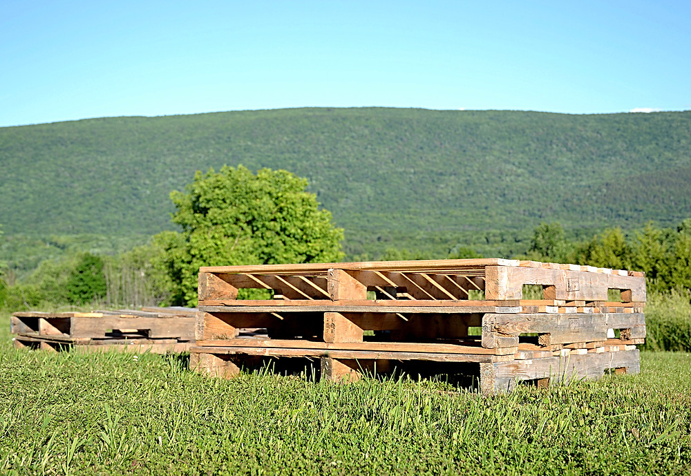 Pallets in the mountains.