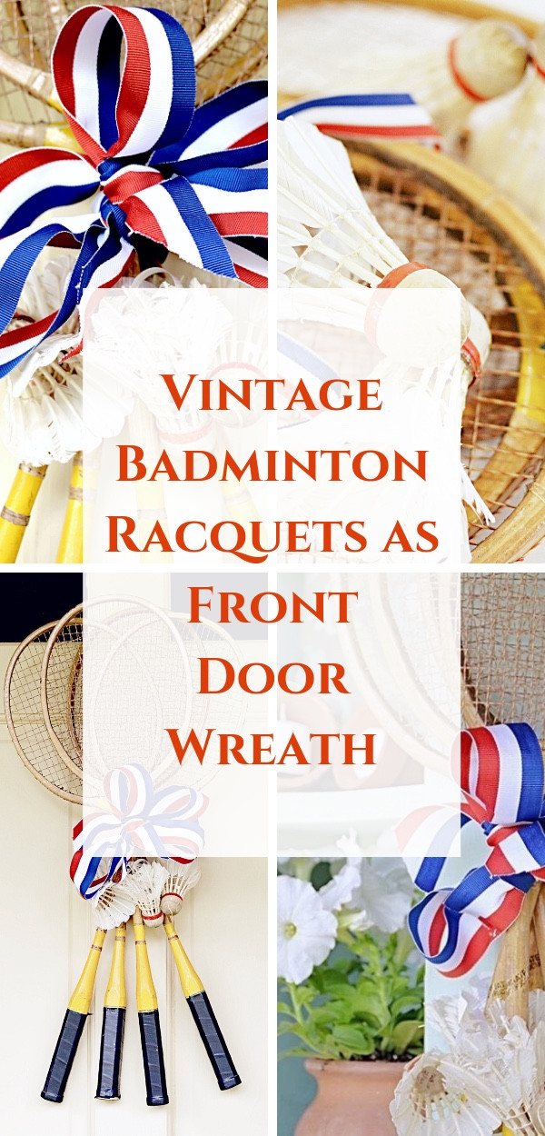 Vintage Badminton Racquets as Front Door Wreath