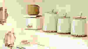 Candles, vintage scale, wooden bowls and more.