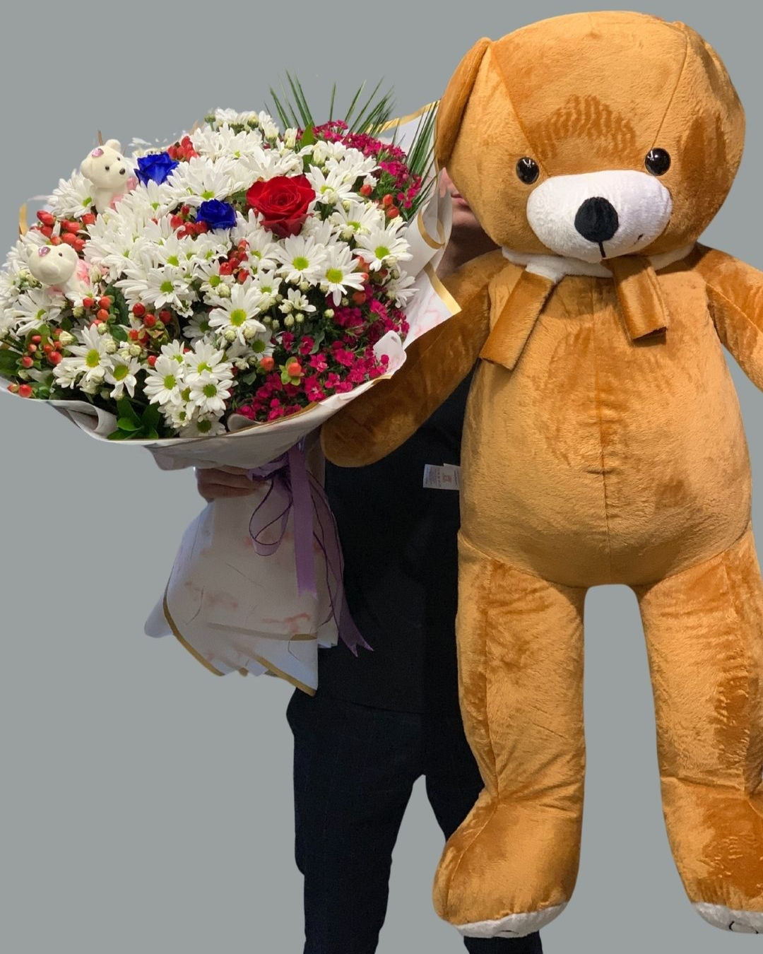 Papatya Gül Buketi ve Sevimli Ayıcık