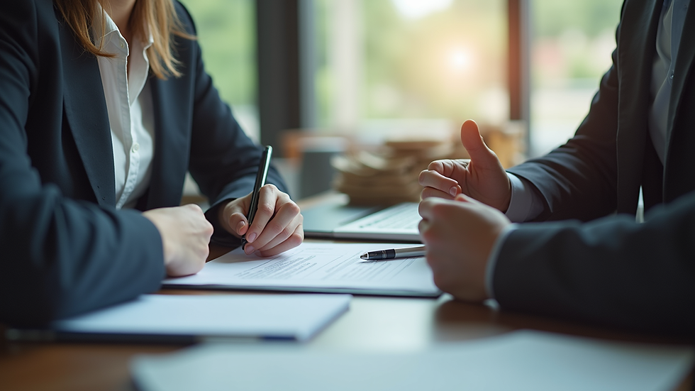 Eye-level view of a professional discussing insurance options with a client