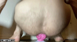 Fake Cock fills Ryan Fenrir with MASSIVE creampie.gif