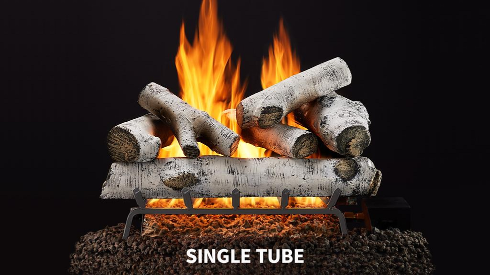 Enrich your open-hearth evenings with the outdoor Woodland Birch vented gas log set. Hand-painted birch logs offer the feel of a traditional fire by replacing real wood, giving you more efficient heat. The tubed burner system displays large flames and glowing embers. Log sets available in 18, 24 and 30-inch widths.