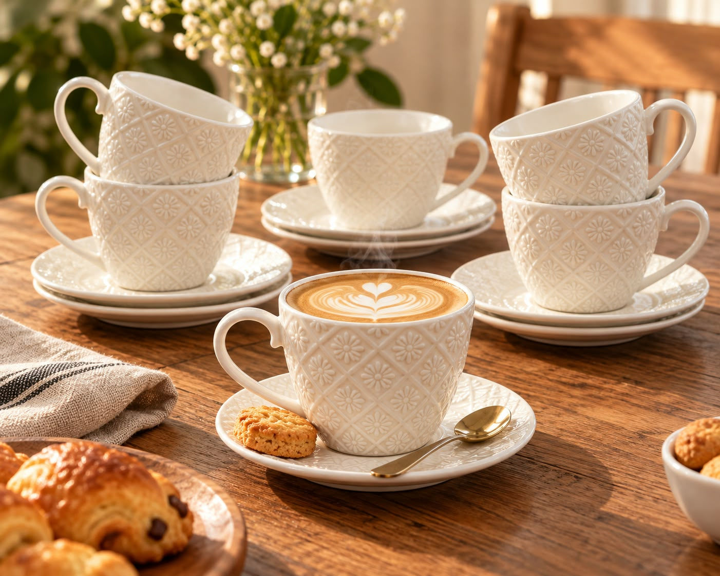 Conjunto 6 canecas com pires.