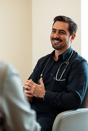A male provider in his late 30s to early